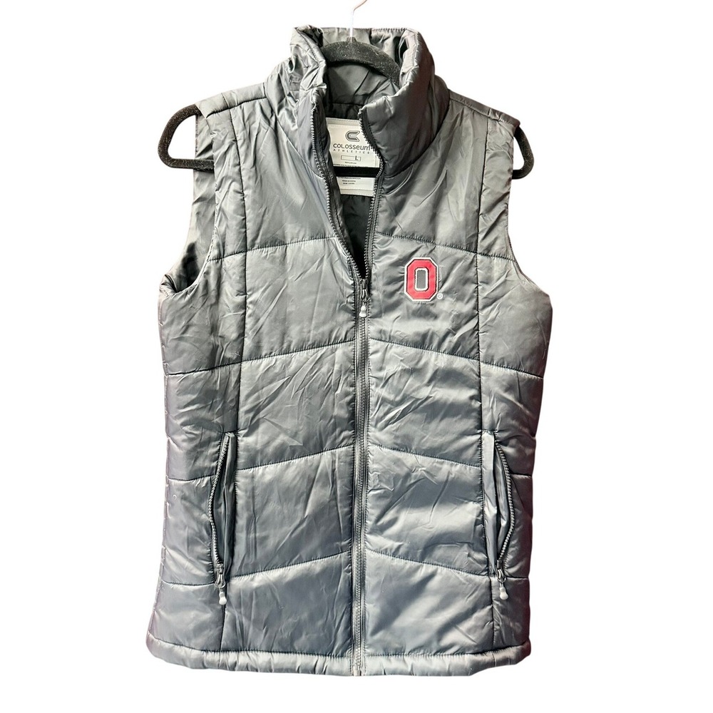 Colosseum Puffer Vest Mens Large Black Ohio State Buckeyes Block O Full Zip NCAA